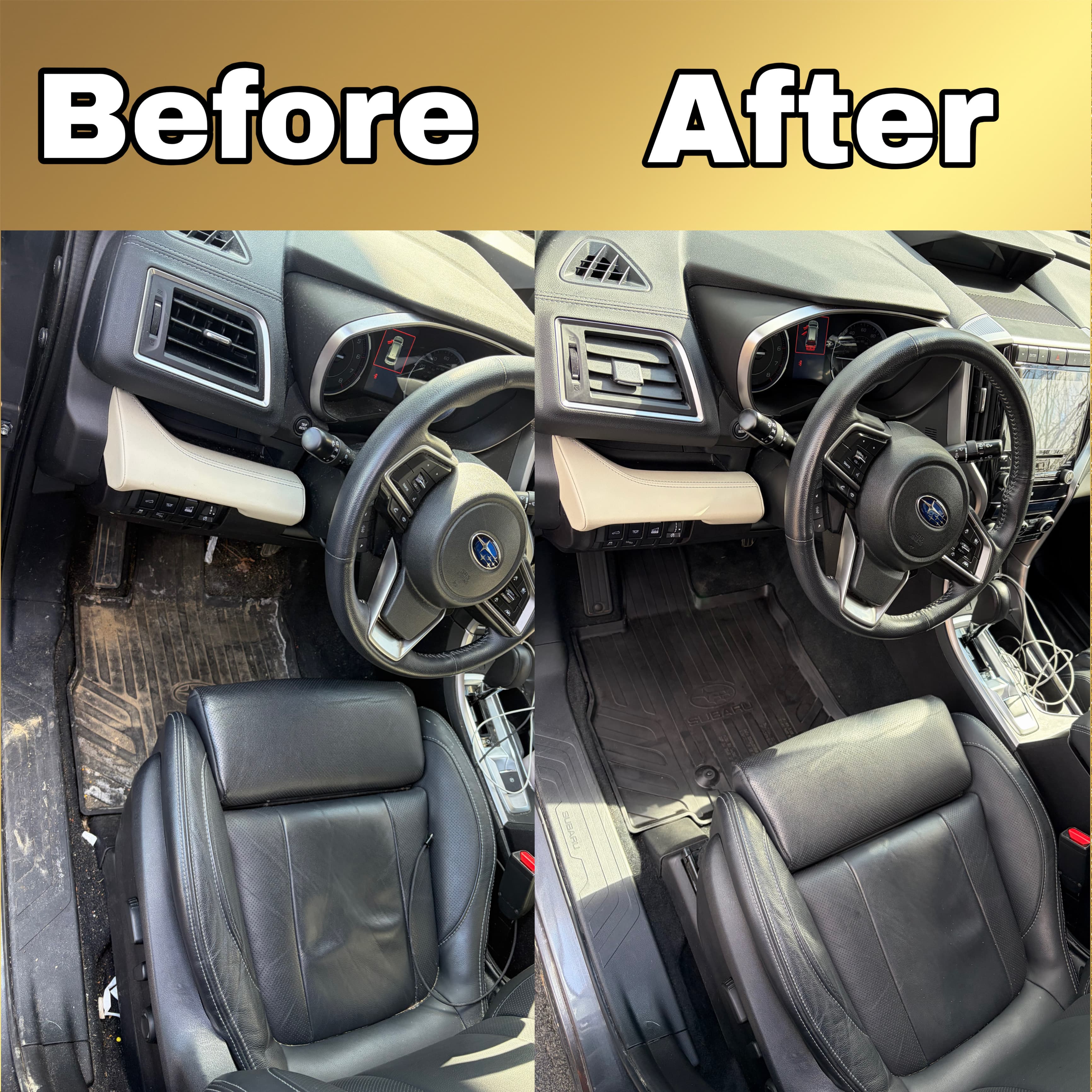 Car interior before professional detailing — North Shore MA